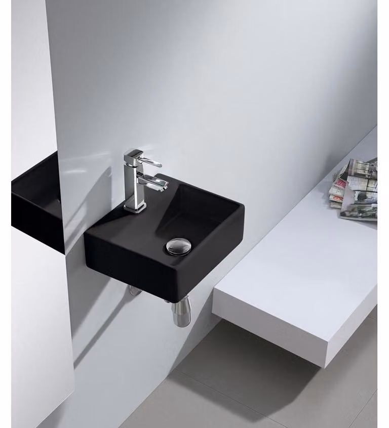 Sapho Small - Lavabo GIULIA 335x290 mm, senza sfioratore, foro per batteria, nero opaco BH7002B