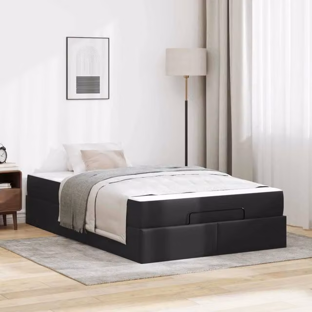 Set letto con struttura in ecopelle e materasso in schiuma vidaXL Nero L 120 x P 200 x H 43,5 cm – 1