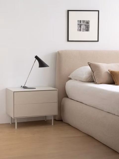 Comodino Qbic Kenay Home con 2 cassetti colore beige