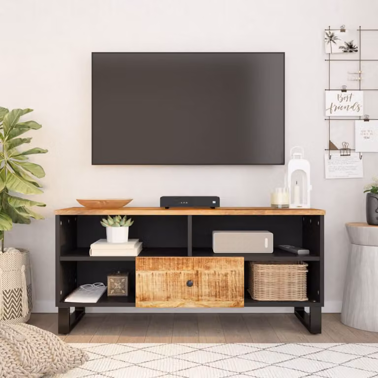 Mobile TV vidaXL in legno di mango e multistrato, marrone, L 100 cm x P 33 cm x H 46 cm