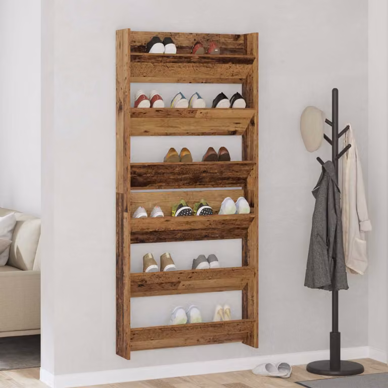 Set di 2 scarpere mobili vidaXL in legno ingegnerizzato marrone L/P/H: 84 x 18 x 90 cm
