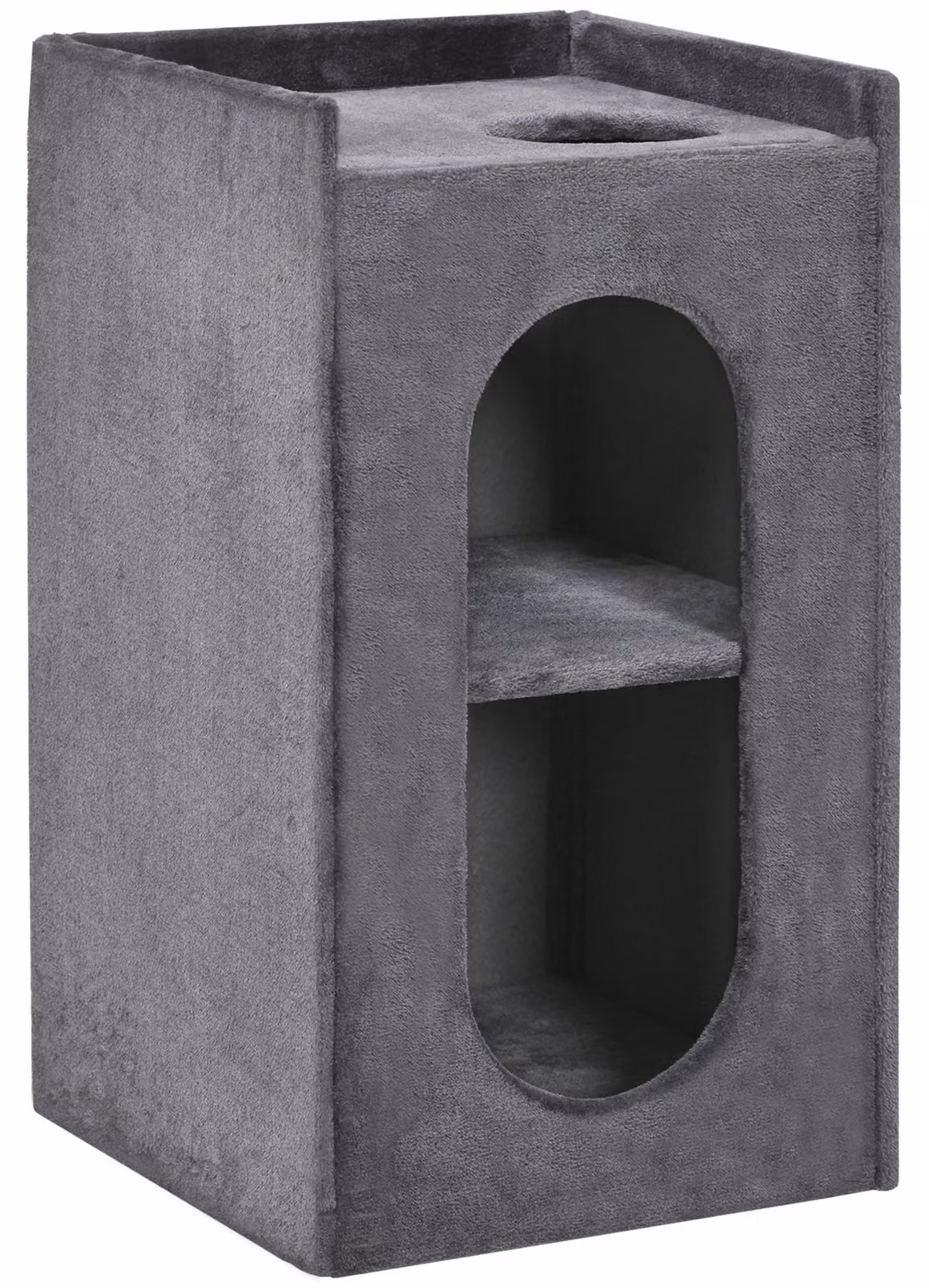 PawHut Tiragraffi a forma di cilindro, altezza 81 cm, tiragraffi a forma di cilindro con 2 nicchie, torre tiragraffi con pannello