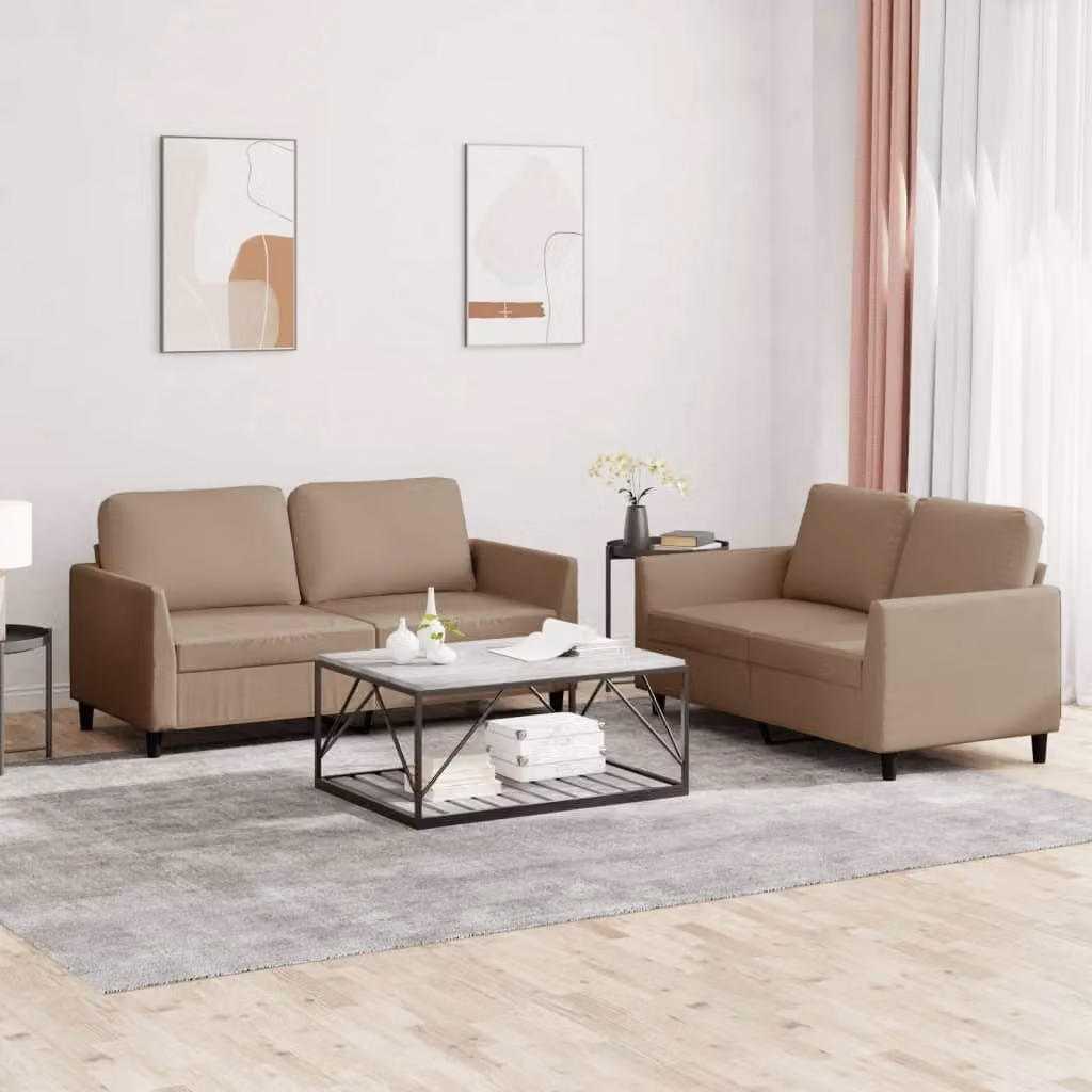 Maison Exclusive - Set divano a 2 posti con cuscini in ecopelle color marrone cappuccino