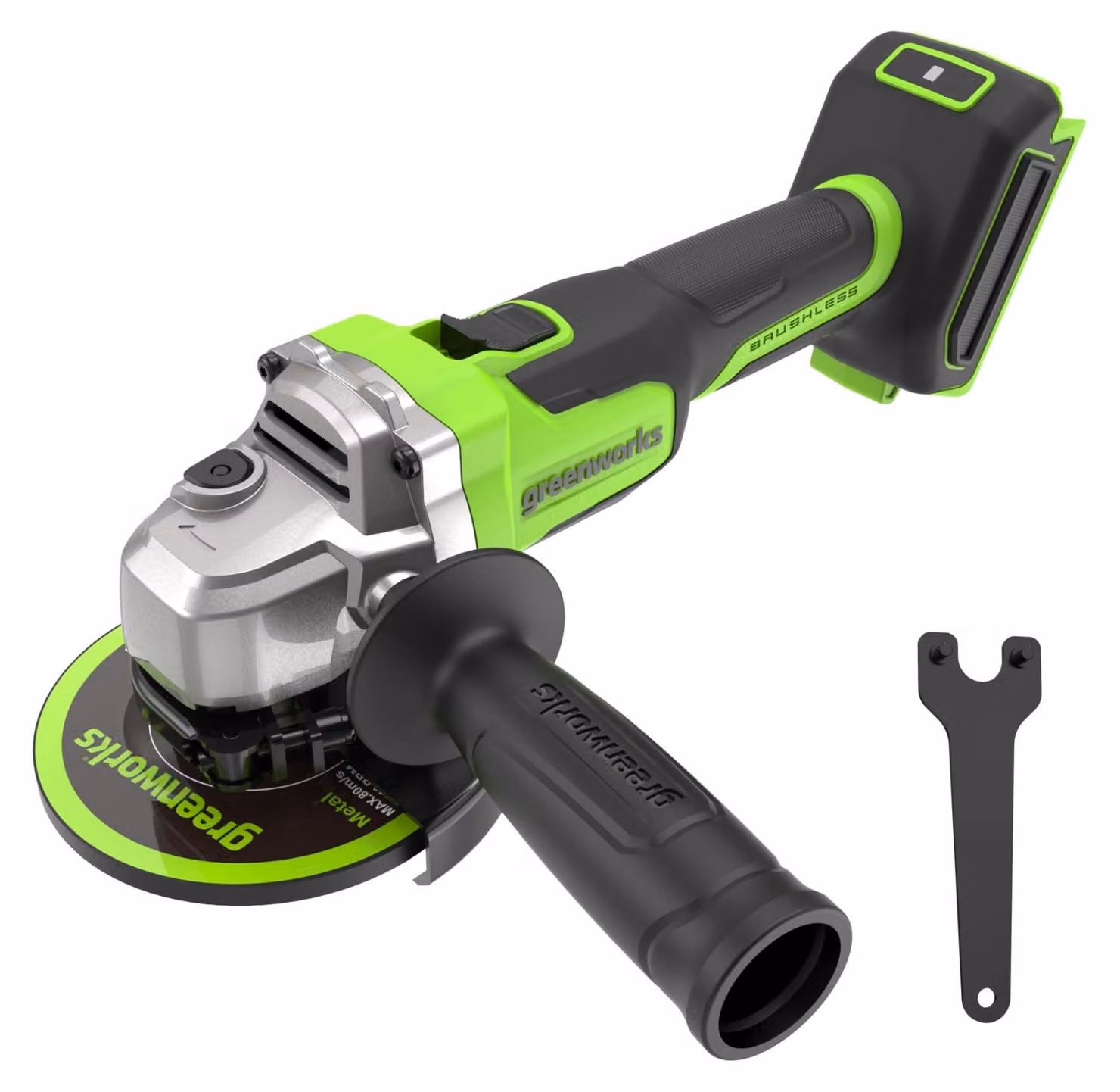 Smerigliatrice angolare a batteria Greenworks, 24V, disco da 125 mm, 8500 giri/min, 700 W, motore brushless