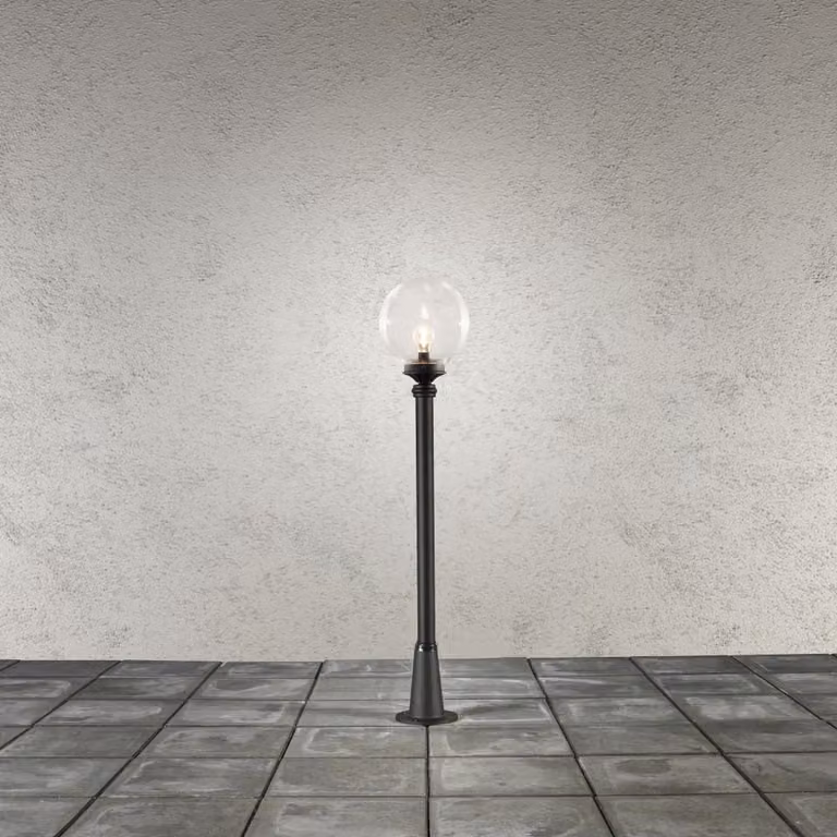 Lampada da vialetto Konstsmide Orion in alluminio verniciato nero con vetro acrilico trasparente, con palo Persius incluso