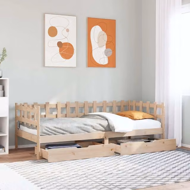 Dormeuse con Cassetti 90x190 cm in Legno Massello Pino 3302136