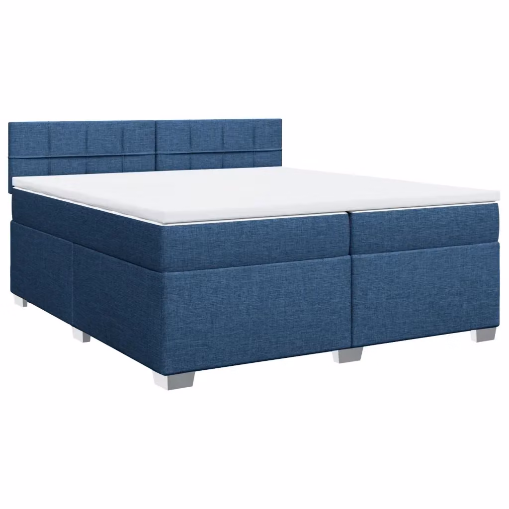 Letto Ibrido vidaXL con Giroletto a Molle e Materasso in Tessuto Blu e Bianco L/P: 200 x 200 cm – 2