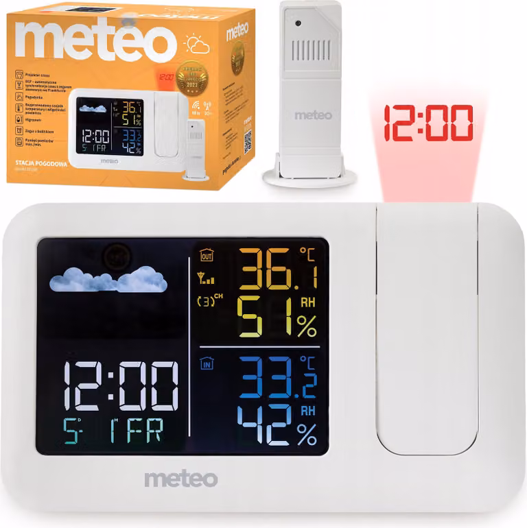 Stazione Meteo Con Dcf Meteo Sp208 Display Meteo Proiettore Laser Sensore Esterno