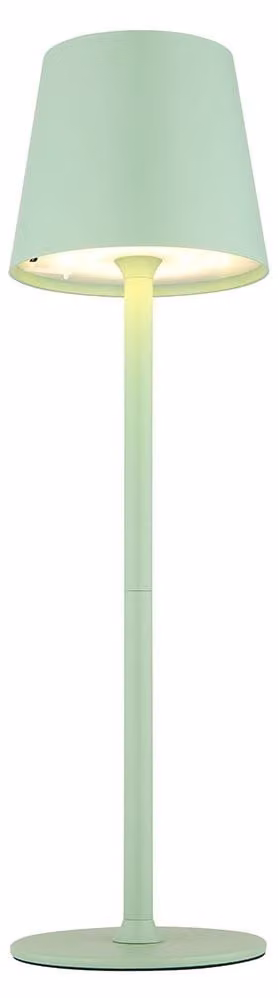 Lampada da tavolo a LED, verde pallido, dimmer touch, batteria integrata, grado di protezione IP44, altezza 36 cm