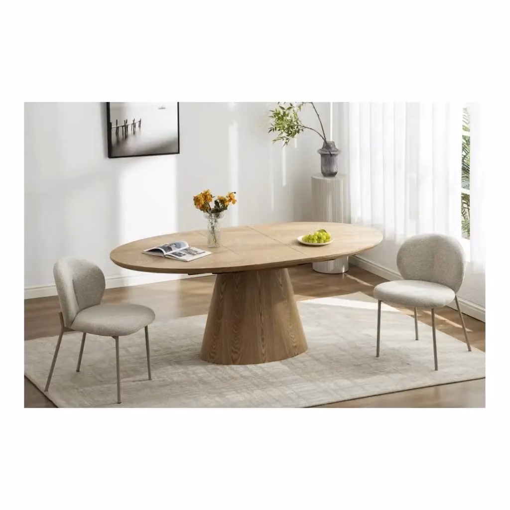 Tavolo da pranzo ovale allungabile Meublorama in stile rustico color marrone con effetto legno – 2