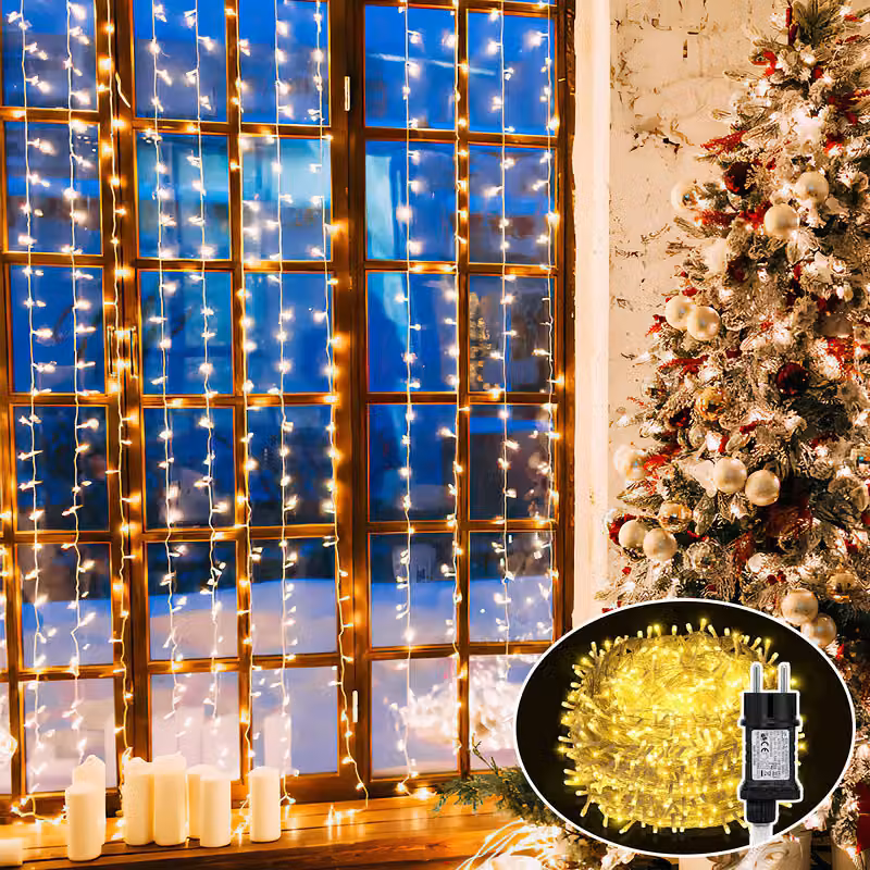 Jayseuw 10M 100 LED luci fiabesche bianco caldo 8 modalità di luce Luci di Natale filo catena luminosa