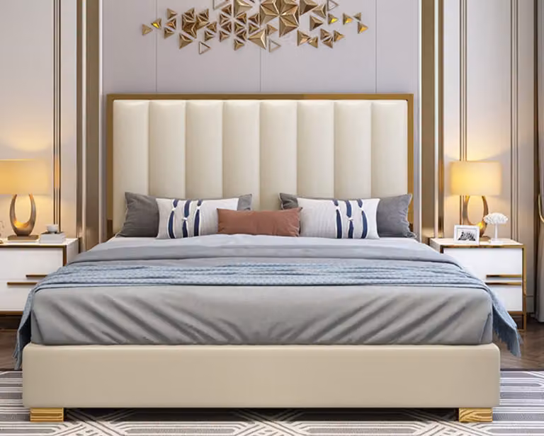 Bett Betten Holz Leder Polster Ehe Design Leder Hotel Boxspring Möbel 180x200