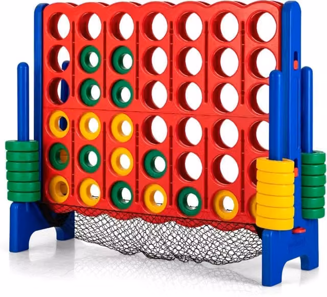 Set Forza 4 Gigante Blu con Rete per Pedine, Gioco da Interno ed Esterno per Bambini e Adulti, L: 119 cm – 1