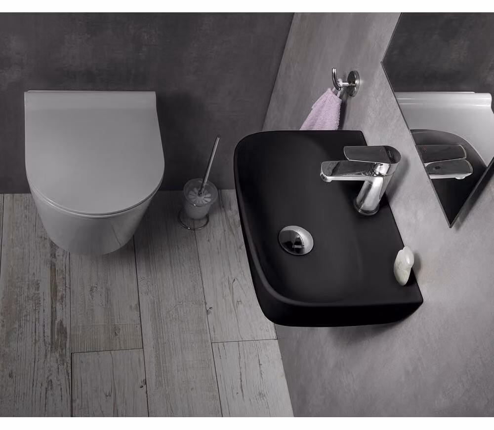 Sapho Small - Lavabo NERISSA 420x290 mm, senza sfioratore, foro per miscelatore, nero opaco AR265B