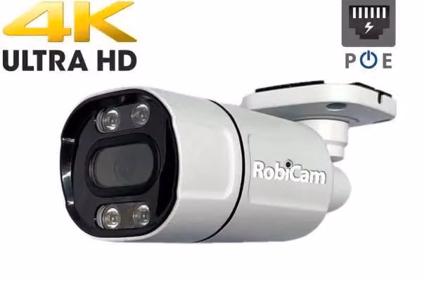Telecamera bullet PoE, 8MP, 4K, audio, corpo in metallo, visione notturna a colori, sirena
