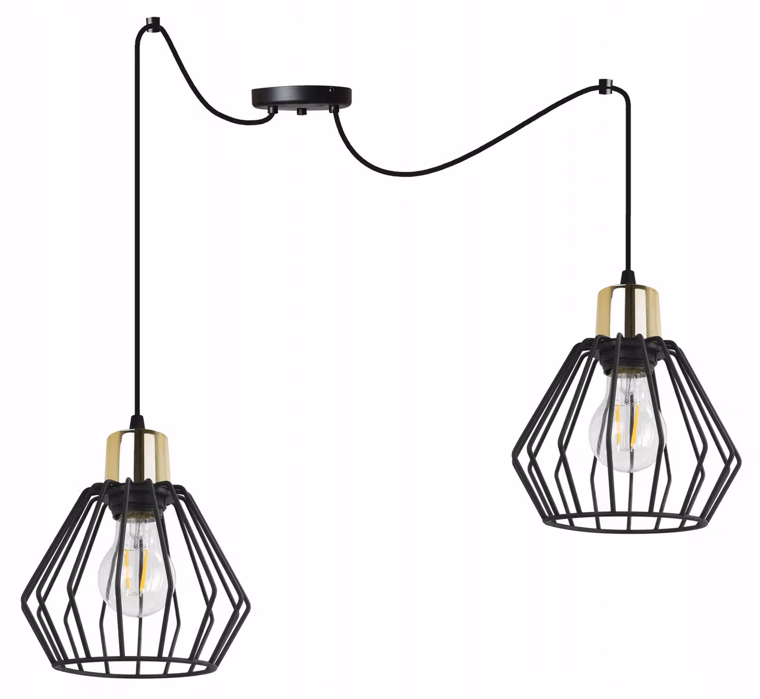 Lampada a sospensione, lampadario da soffitto, paralume in filo metallico, LED