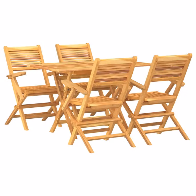 Set da Pranzo per Giardino 5 pz in Legno Massello di Teak