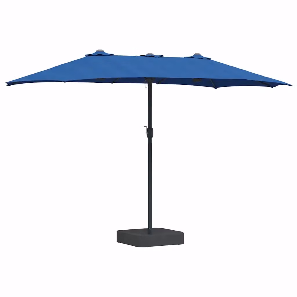 Ombrellone da giardino e spiaggia a braccio orientabile azzurro in poliestere e acciaio L: 385 cm, P: 209 cm, H: 244 cm – 2