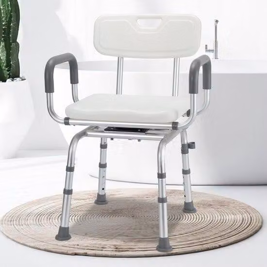 Cabina doccia - Ripiano doccia girevole - Regolabile in altezza - Con fori - Bianco. Dimensioni: Larghezza 40 cm x Profondità 33 cm x Altezza 70-78 cm
