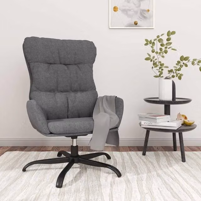Poltrona Relax Reclinabile con Braccioli e Rotazione 360 Gradi in Tessuto Grigio con Struttura in Metallo – 1