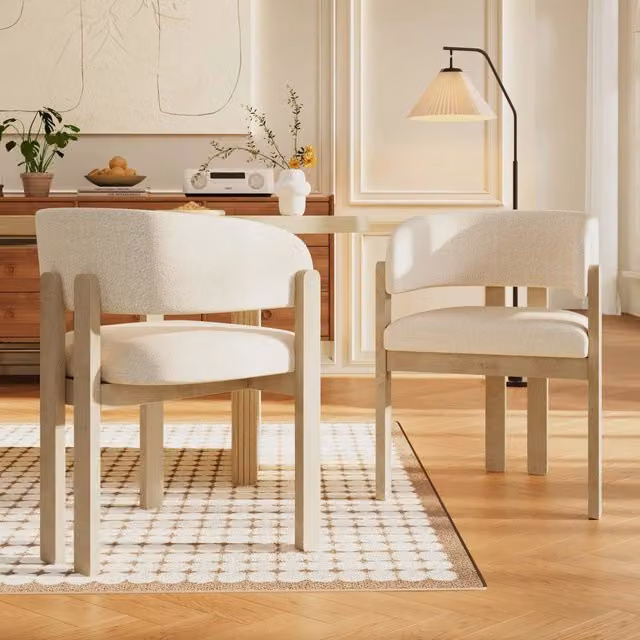 Sedie da Pranzo in Legno Massello ¨C Xylo ¨C Boucle, Naturale, Stile Moderno, Set 2 Pezzi