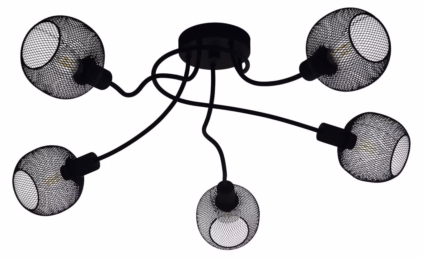 Plafoniera Moderna Wrington 1 5 Luci Acciaio Nero