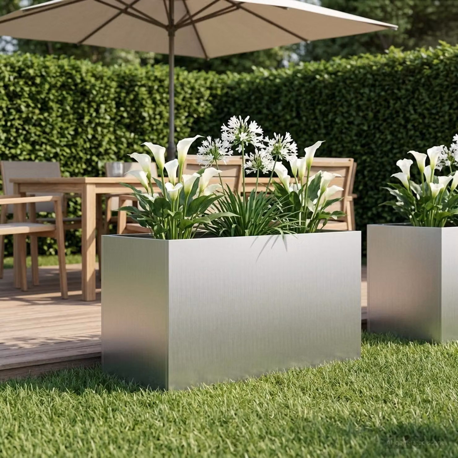 Vaso da giardino vidaXL in acciaio zincato argento L 80 x P 50 x H 50 cm
