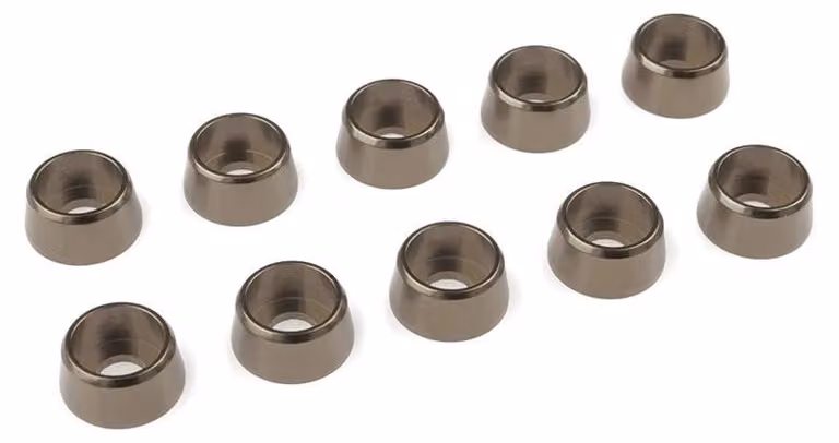 G-Force, rondella in alluminio per viti della testa del cilindro M4, diametro esterno (AD) 10 mm, colore gun metal, confezione da 10 pezzi / GF-0406-043