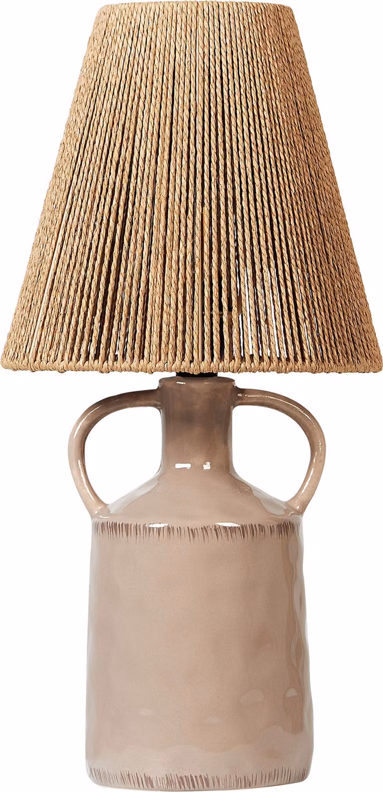 BELIANI Lampada da tavolo in Vetroceramica taupe 24 x 24 x 51 cm paralume in carta di vimini naturale comodino soggiorno illuminazione camera da letto