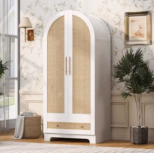 Armadio a 2 ante 70x55x170 cm bianco con 2 cassetti e 1 vano grande