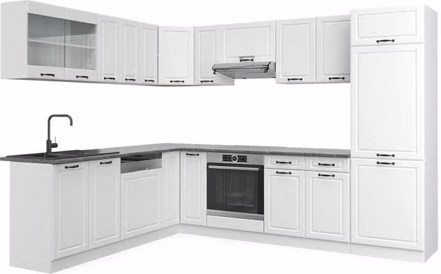 Cucina angolare completa R-Line Vicco Bianco rustico L 287 x 227 cm senza piano di lavoro – 1