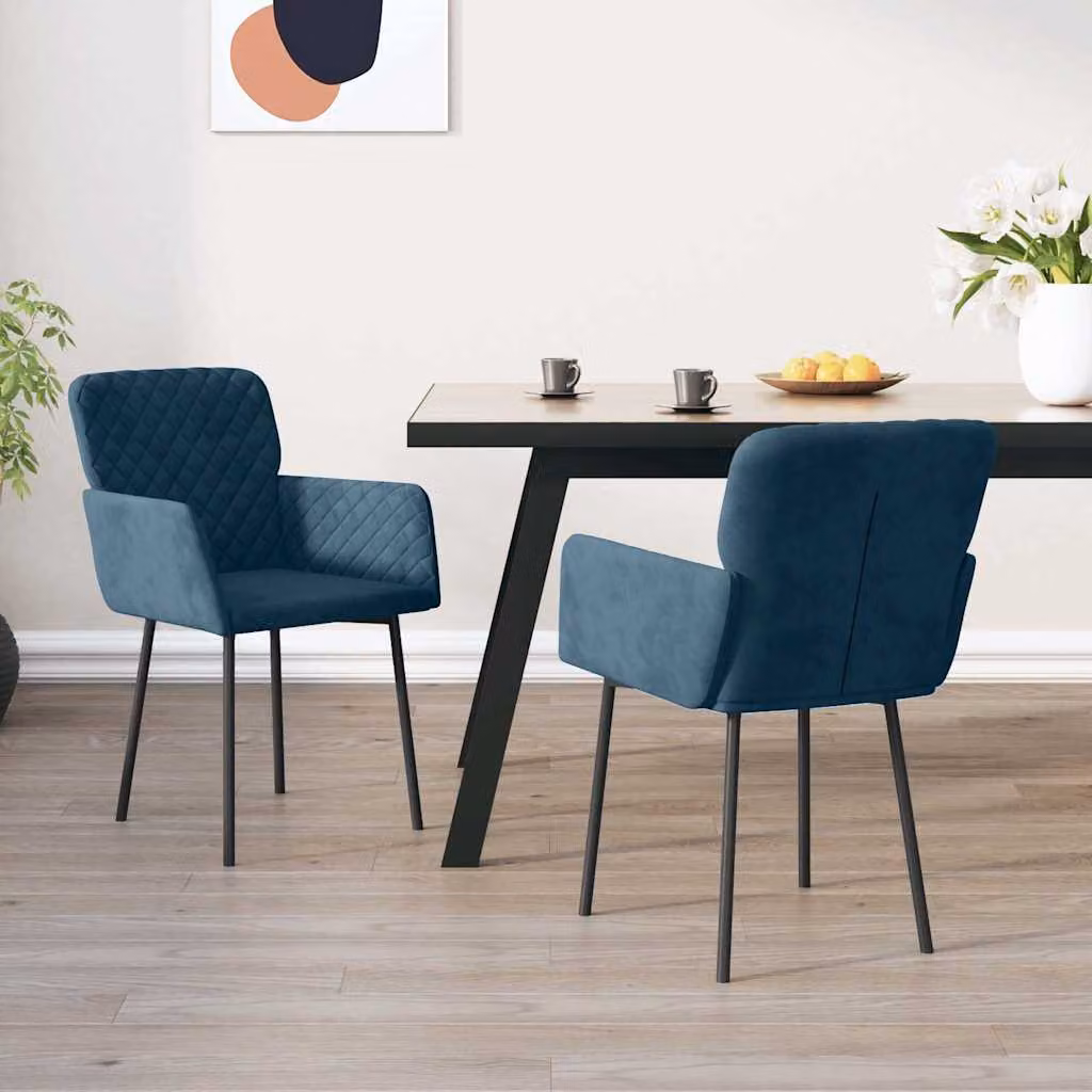 Set di 2 sedie da pranzo vidaXL in velluto blu con design moderno