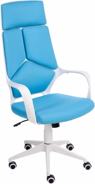 Sedia da ufficio ergonomica BELIANI in tessuto blu con poggiatesta, girevole a 360 gradi e braccioli per home office, H 126 x L 64 x P 64 cm
