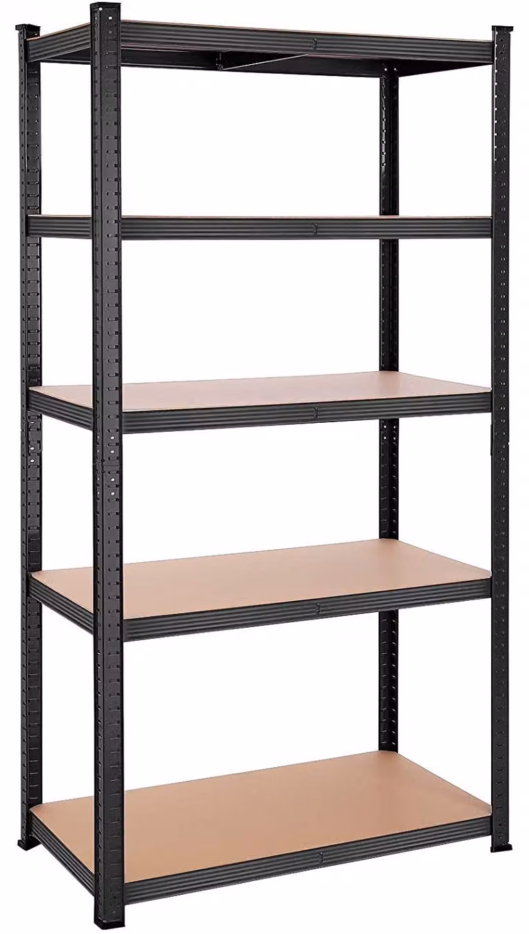 Scaffale per officina – regolabile – nero/blu – metallo/MDF – 200 x 100 x 50 cm