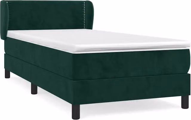Letto singolo | Letto per adulti | Giroletto a Molle con Materasso Verde Scuro 80x200 cm Velluto