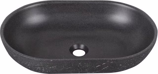Lavabo da appoggio sabbia ovale nero 530x350x130 mm senza piletta - Sandstone