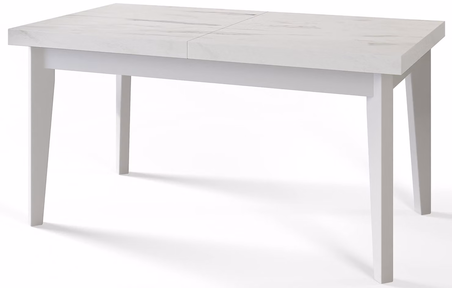 Alpi Moebel, Tavolo da Pranzo Skandi, Tavolo da Cucina Allungabile, Dimensioni: 120-160x80x78 cm, Gambe in Legno Bianche, Marmo