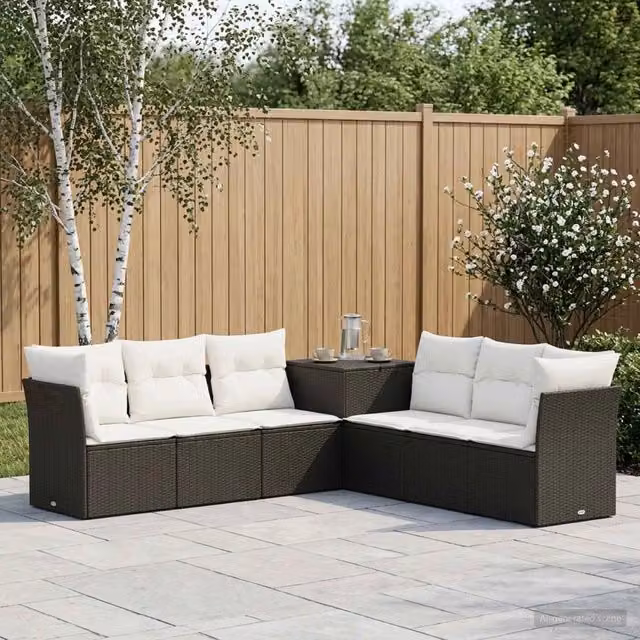 Set di divani 7 pz Nero e Bianco Crema 234 x 234 x 85 cm 3448755
