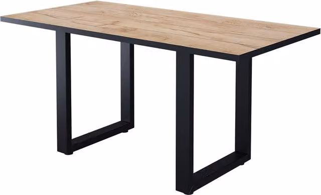 Tavolo da pranzo moderno rettangolare Vicco in legno e metallo, Nero/Rovere, L: 160 cm, P: 80 cm, H: 77 cm