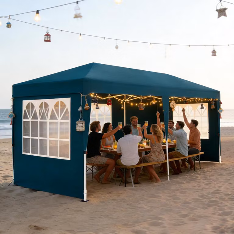 Gazebo da esterno 3x6 metri, impermeabile, con protezione solare, 6 pannelli laterali, colore verde, tessuto Oxford 210D, struttura in acciaio, altezza regolabile