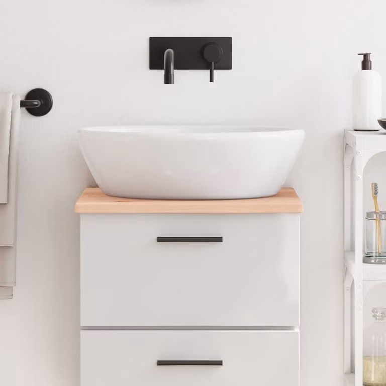 Piano da bagno vidaXL in legno massello non trattato, colore marrone, L 40 cm x P 30 cm x H 2 cm