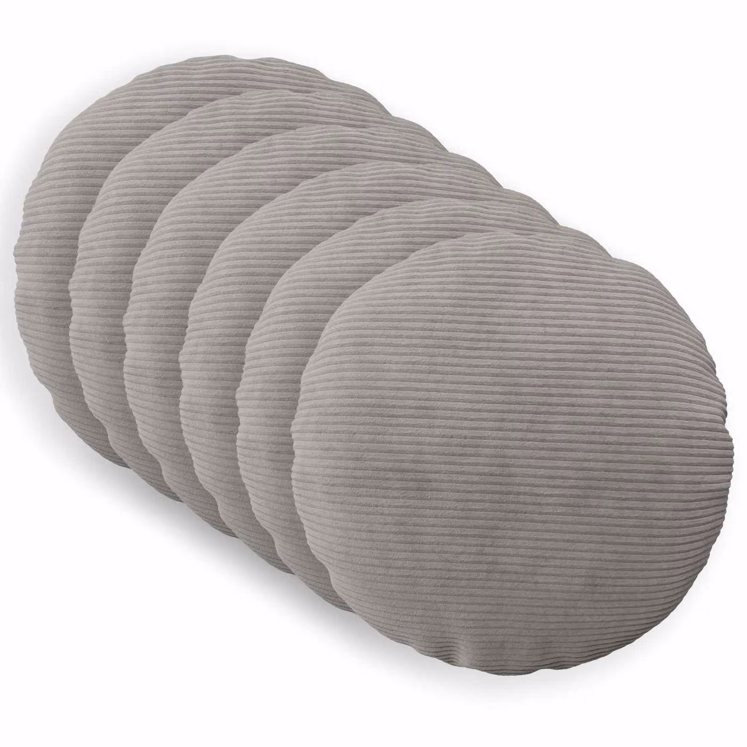 Set di 6 federe rotonde vidaXL HEERLEN in velluto a coste, Grigio Chiaro, Ø 50 cm
