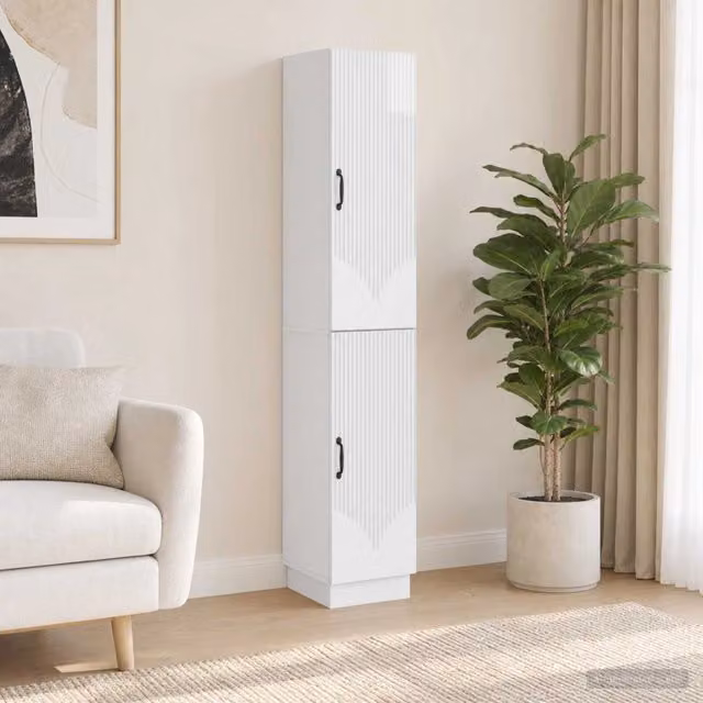 Set di 2 armadi moderni vidaXL in MDF bianco lucido
