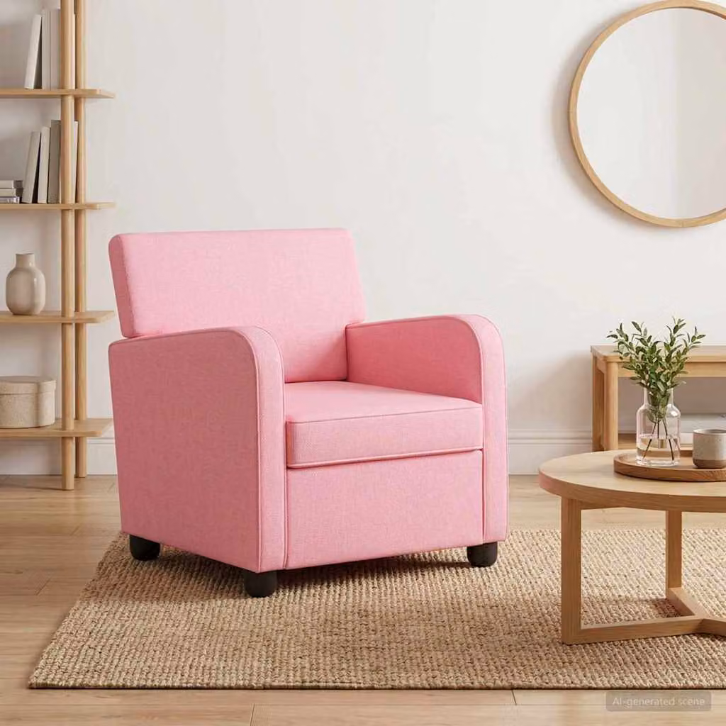 Poltrona lounge moderna vidaXL in tessuto rosa con braccioli per soggiorno e camera da letto