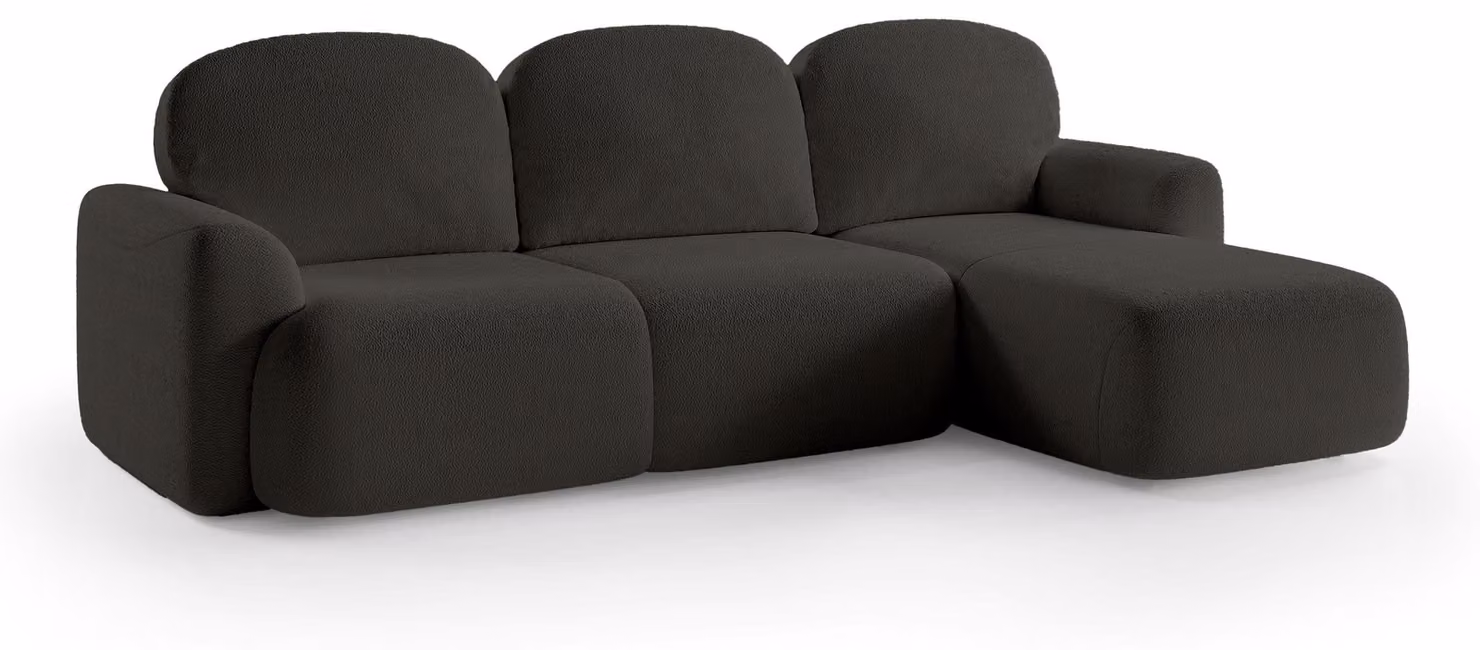 Divano angolare con funzione letto, modello Bulu, lato destro, colore antracite scuro