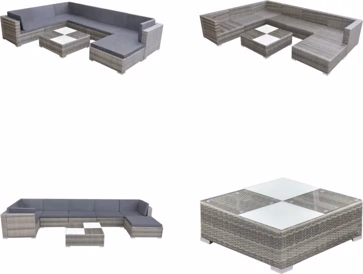 vidaXL set salotto da giardino 8 pezzi con cuscini in poly rattan grigio - Set divano da giardino - Set divano da giardino - Set divano da giardino - Set divano da giardino