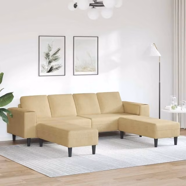 Divano Grigio Verde 250 x 188 x 76 cm Tessuto in Cords 3335135