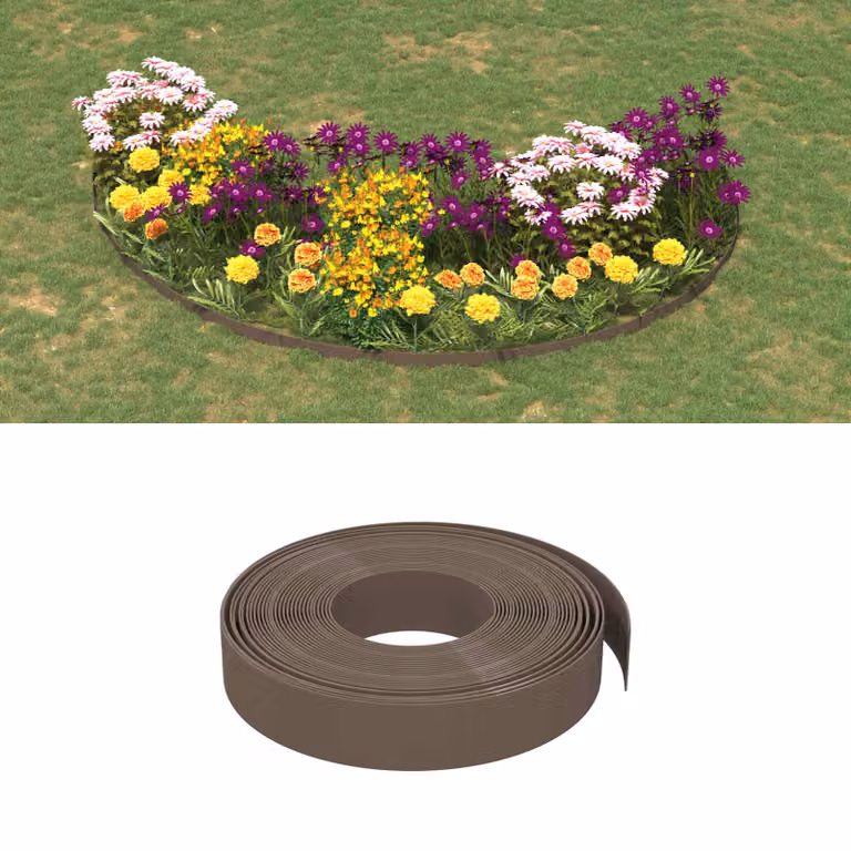 Bordura per giardino vidaXL in plastica marrone, lunghezza 25 m e altezza 10 cm