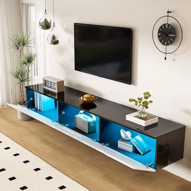 Mobile TV bicolore - Xylo - 180cm LED 16 colori fissaggio a muro