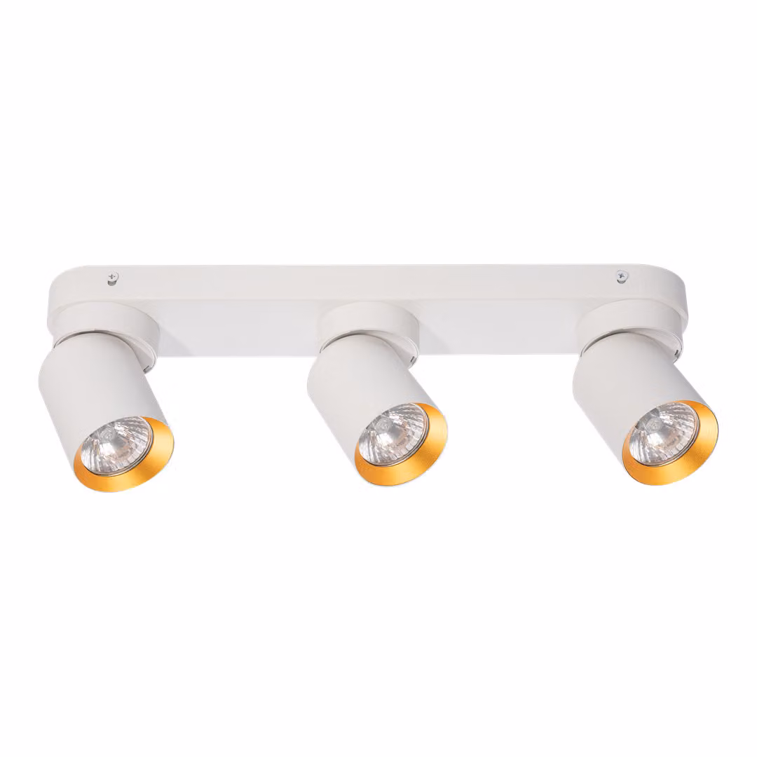 Striscia bianca 3 faretti con interni dorati mobili 3xGU10 10W Andy Milagro
